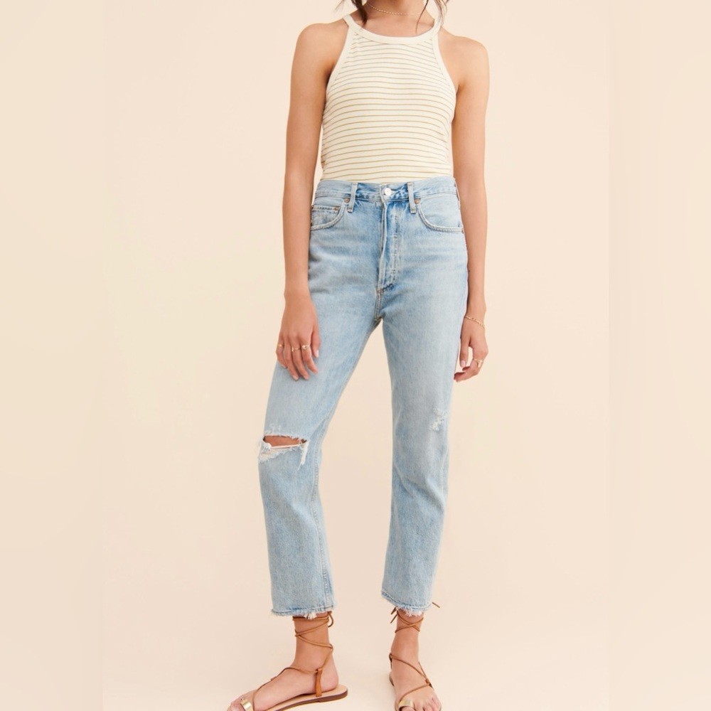 Agolde Riley High-Rise Cropped Straight Jeans